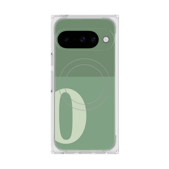 プレミアムスクエアケース with Pixelsnap［ オリジナル - initial two tone - O green ］