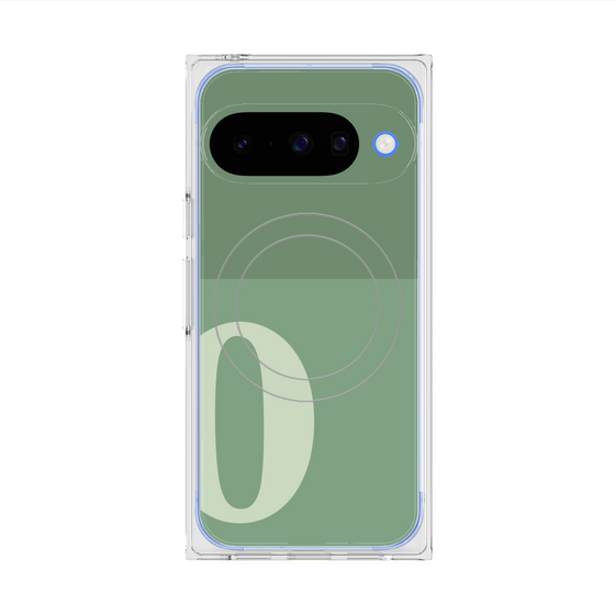 プレミアムスクエアケース with Pixelsnap［ オリジナル - initial two tone - O green ］