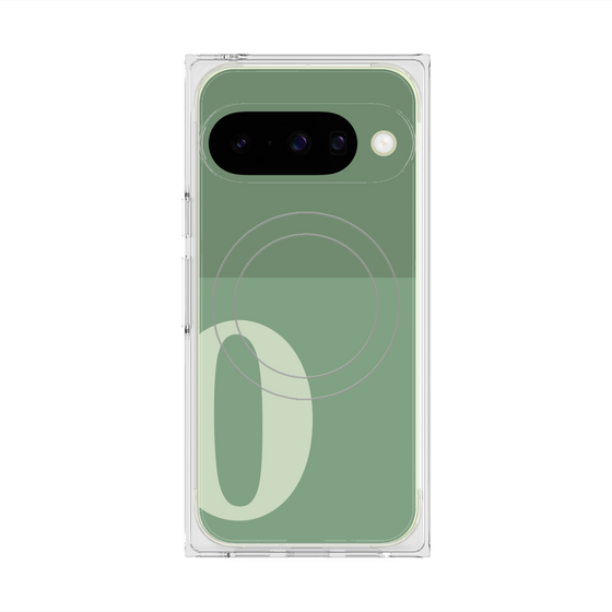 プレミアムスクエアケース with Pixelsnap［ オリジナル - initial two tone - O green ］