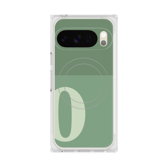 プレミアムスクエアケース with Pixelsnap［ オリジナル - initial two tone - O green ］