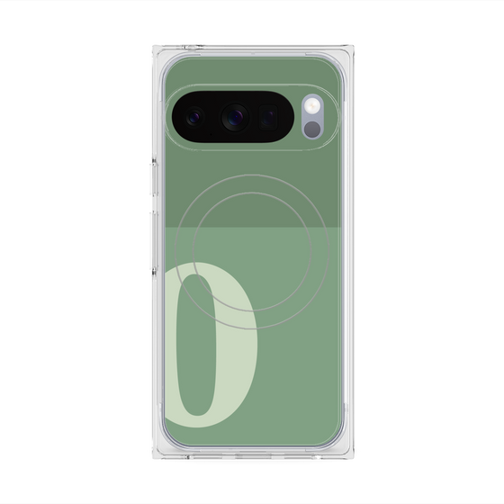 プレミアムスクエアケース with Pixelsnap［ オリジナル - initial two tone - O green ］
