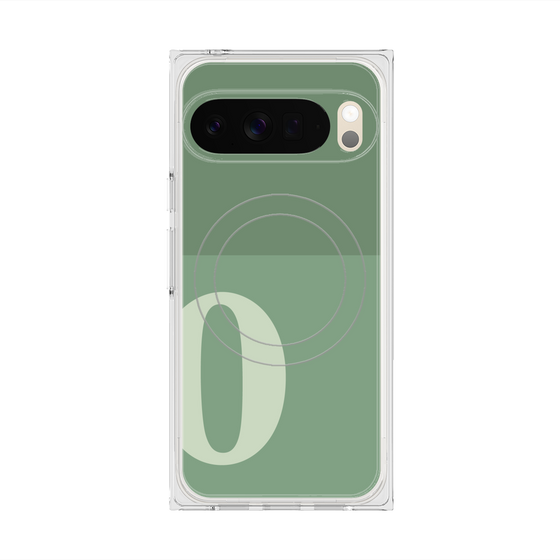 プレミアムスクエアケース with Pixelsnap［ オリジナル - initial two tone - O green ］