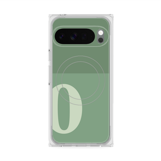 プレミアムスクエアケース with Pixelsnap［ オリジナル - initial two tone - O green ］