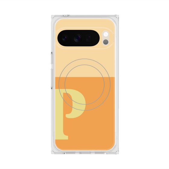 プレミアムスクエアケース with Pixelsnap［ オリジナル - initial two tone - P orange ］
