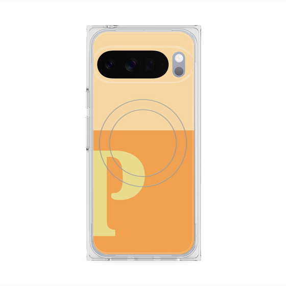 プレミアムスクエアケース with Pixelsnap［ オリジナル - initial two tone - P orange ］