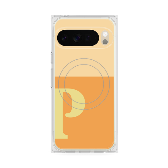 プレミアムスクエアケース with Pixelsnap［ オリジナル - initial two tone - P orange ］