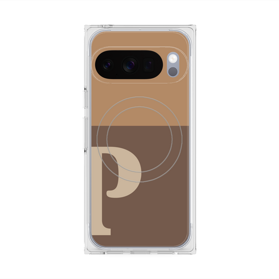 プレミアムスクエアケース with Pixelsnap［ オリジナル - initial two tone - P brown ］