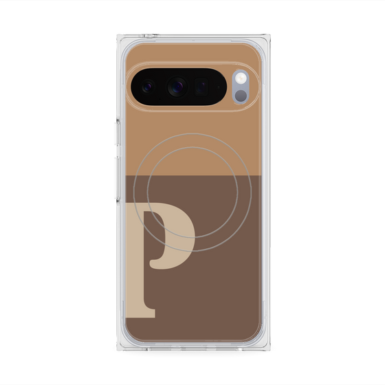 プレミアムスクエアケース with Pixelsnap［ オリジナル - initial two tone - P brown ］