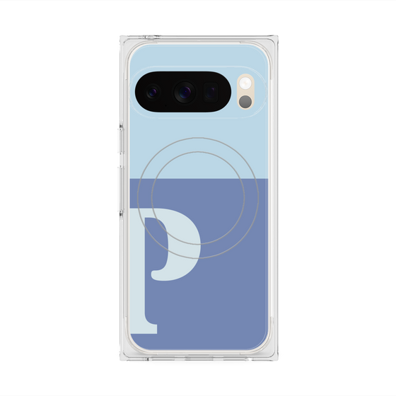 プレミアムスクエアケース with Pixelsnap［ オリジナル - initial two tone - P blue ］