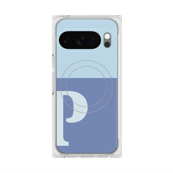 プレミアムスクエアケース with Pixelsnap［ オリジナル - initial two tone - P blue ］