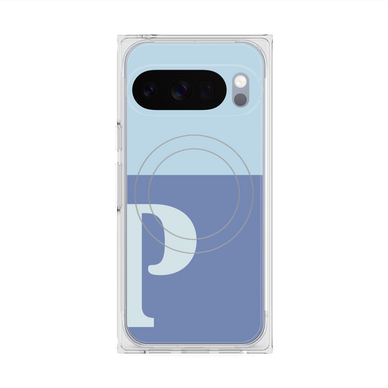 プレミアムスクエアケース with Pixelsnap［ オリジナル - initial two tone - P blue ］