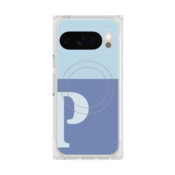 プレミアムスクエアケース with Pixelsnap［ オリジナル - initial two tone - P blue ］