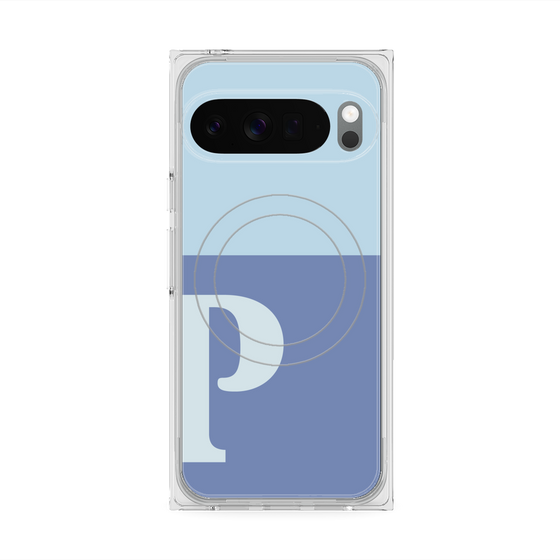 プレミアムスクエアケース with Pixelsnap［ オリジナル - initial two tone - P blue ］