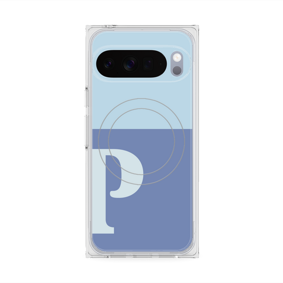 プレミアムスクエアケース with Pixelsnap［ オリジナル - initial two tone - P blue ］