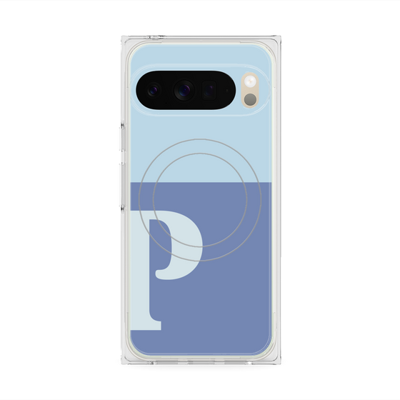 プレミアムスクエアケース with Pixelsnap［ オリジナル - initial two tone - P blue ］