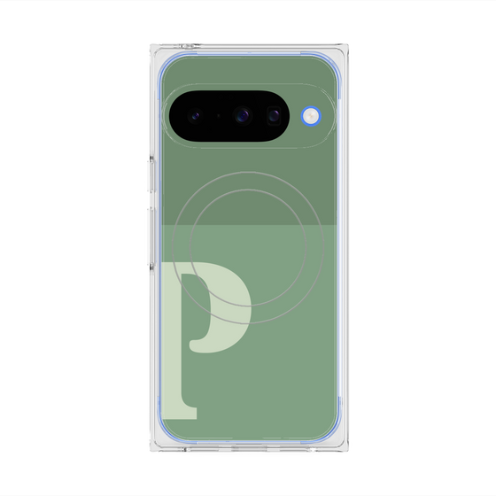 プレミアムスクエアケース with Pixelsnap［ オリジナル - initial two tone - P green ］