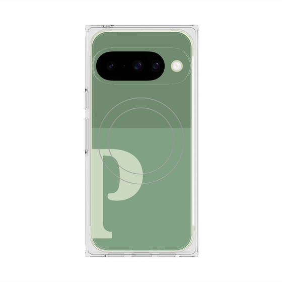 プレミアムスクエアケース with Pixelsnap［ オリジナル - initial two tone - P green ］