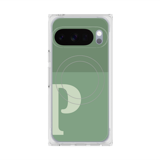 プレミアムスクエアケース with Pixelsnap［ オリジナル - initial two tone - P green ］