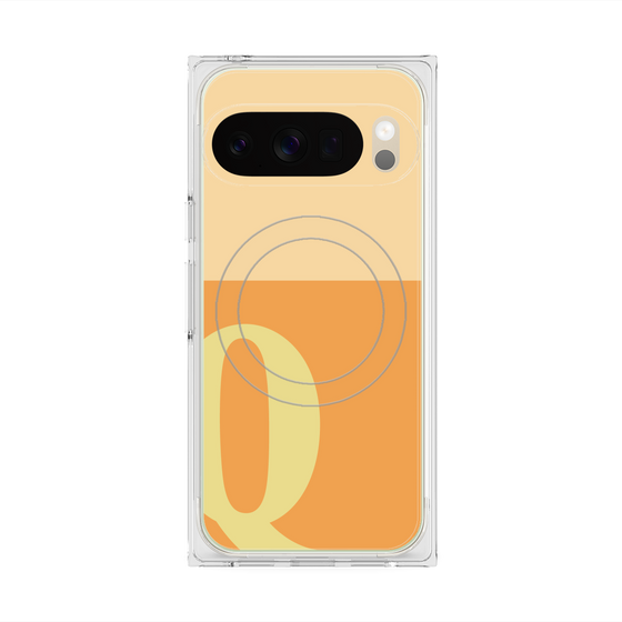 プレミアムスクエアケース with Pixelsnap［ オリジナル - initial two tone - Q orange ］