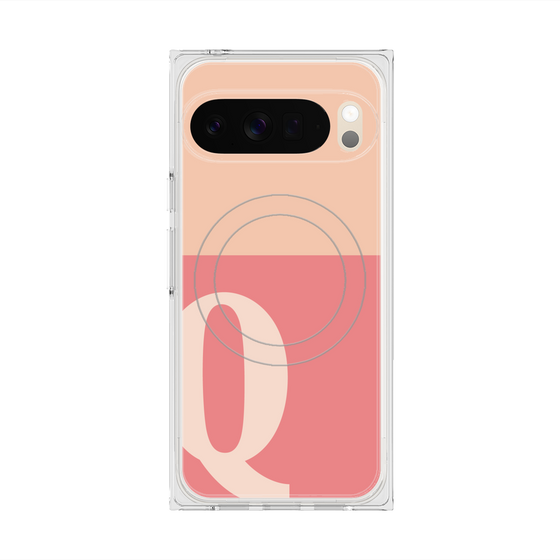 プレミアムスクエアケース with Pixelsnap［ オリジナル - initial two tone - Q pink ］
