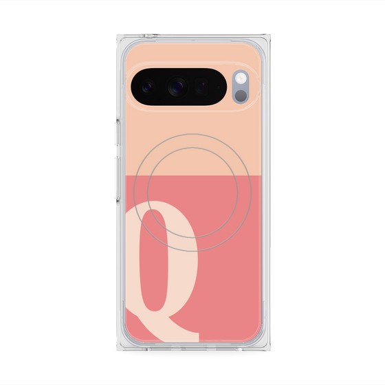 プレミアムスクエアケース with Pixelsnap［ オリジナル - initial two tone - Q pink ］