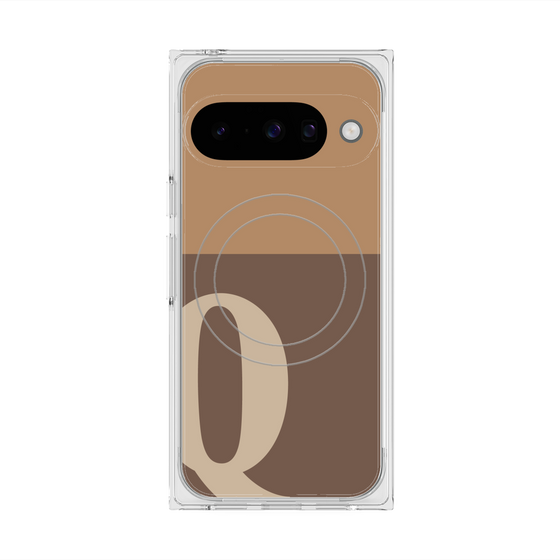 プレミアムスクエアケース with Pixelsnap［ オリジナル - initial two tone - Q brown ］