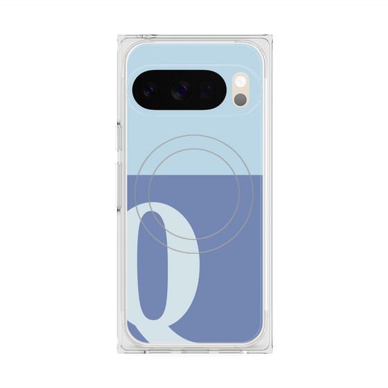 プレミアムスクエアケース with Pixelsnap［ オリジナル - initial two tone - Q blue ］