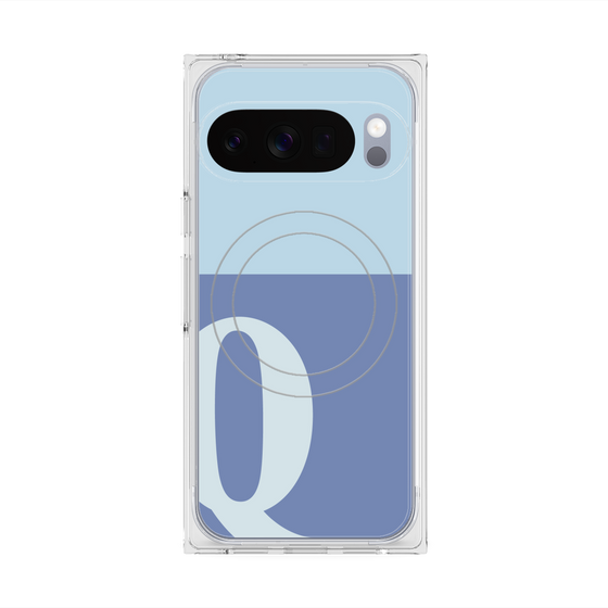 プレミアムスクエアケース with Pixelsnap［ オリジナル - initial two tone - Q blue ］