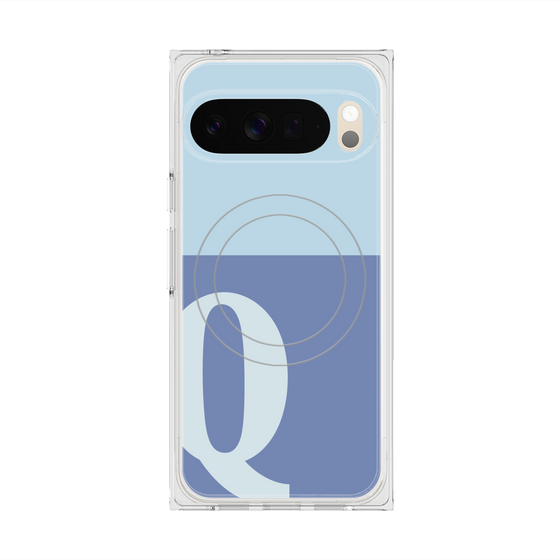 プレミアムスクエアケース with Pixelsnap［ オリジナル - initial two tone - Q blue ］