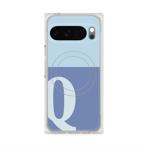 プレミアムスクエアケース with Pixelsnap［ オリジナル - initial two tone - Q blue ］
