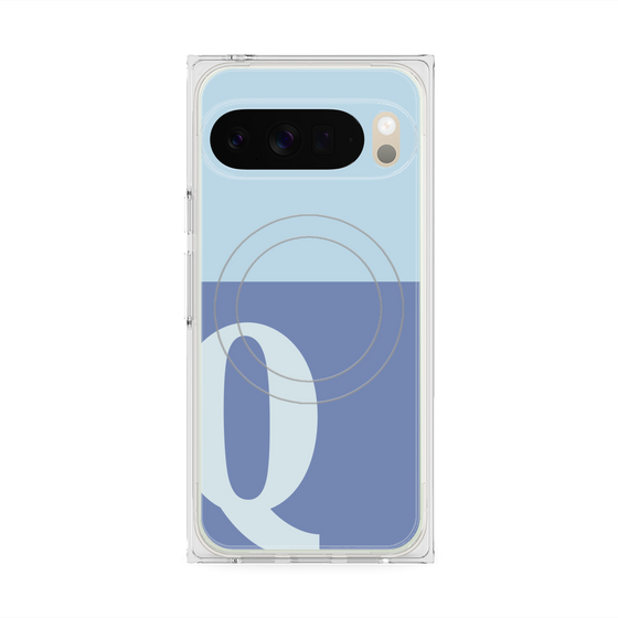 プレミアムスクエアケース with Pixelsnap［ オリジナル - initial two tone - Q blue ］