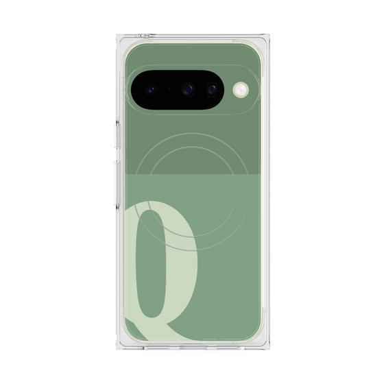 プレミアムスクエアケース with Pixelsnap［ オリジナル - initial two tone - Q green ］