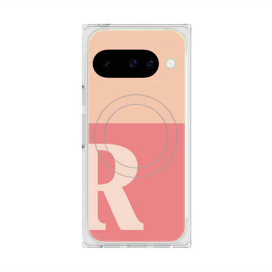 プレミアムスクエアケース with Pixelsnap［ オリジナル - initial two tone - R pink ］