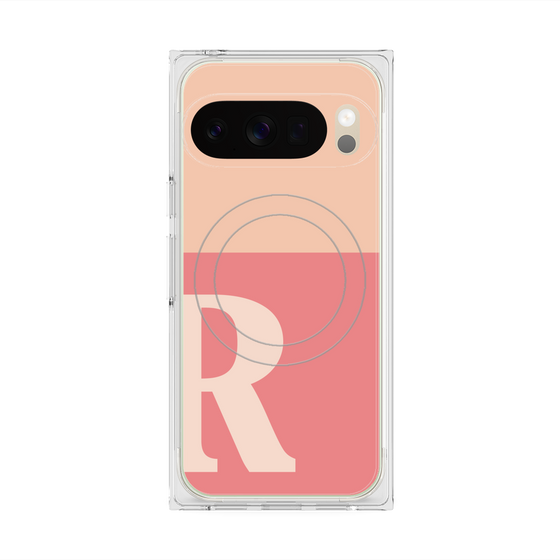 プレミアムスクエアケース with Pixelsnap［ オリジナル - initial two tone - R pink ］