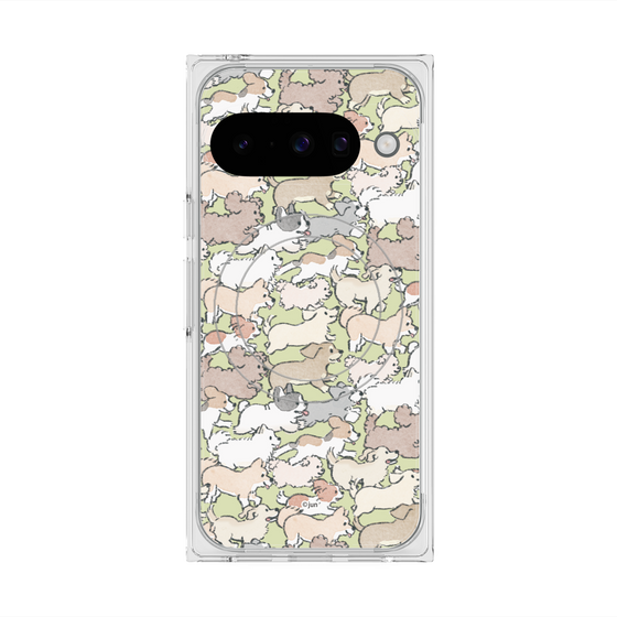 プレミアムスクエアケース with Pixelsnap［ こんにちは、いぬです - いぬだらけ ］