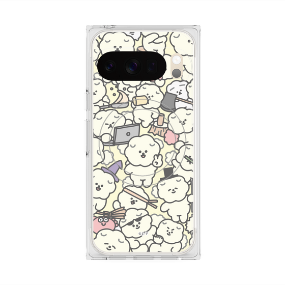 プレミアムスクエアケース with Pixelsnap［ もっさりもさお - もさもさ - ベージュ ］