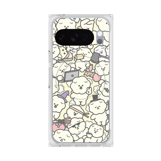 プレミアムスクエアケース with Pixelsnap［ もっさりもさお - もさもさ - ベージュ ］