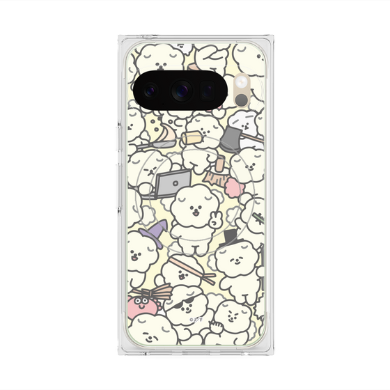プレミアムスクエアケース with Pixelsnap［ もっさりもさお - もさもさ - ベージュ ］