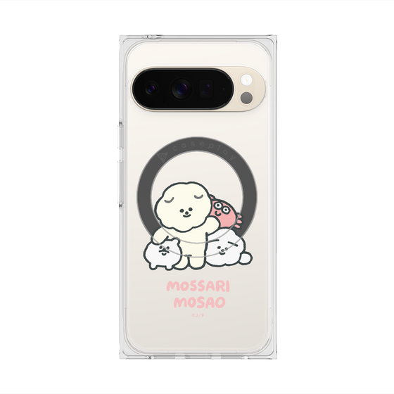 プレミアムスクエアケース with Pixelsnap［ もっさりもさお - みんないっしょ - クリア ］