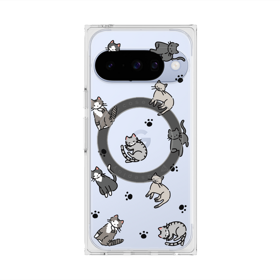 プレミアムスクエアケース with Pixelsnap［ オリジナル - CASEPLAYネコ総柄 - color ］