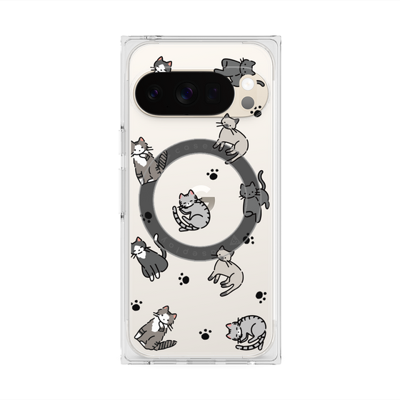 プレミアムスクエアケース with Pixelsnap［ オリジナル - CASEPLAYネコ総柄 - color ］