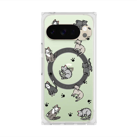 プレミアムスクエアケース with Pixelsnap［ オリジナル - CASEPLAYネコ総柄 - color ］