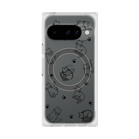 プレミアムスクエアケース with Pixelsnap［ オリジナル - CASEPLAYネコ総柄 - black ］
