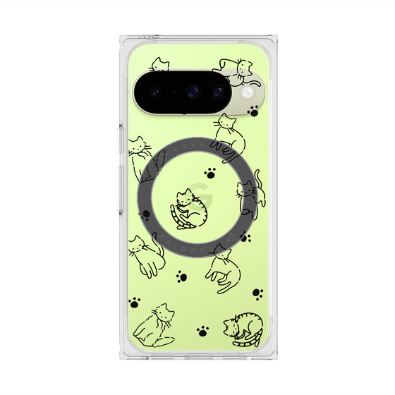 プレミアムスクエアケース with Pixelsnap［ オリジナル - CASEPLAYネコ総柄 - black ］