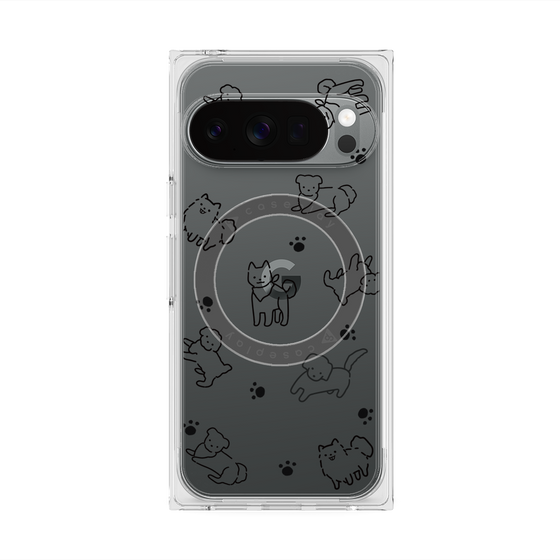 プレミアムスクエアケース with Pixelsnap［ オリジナル - CASEPLAYイヌ総柄 - black ］