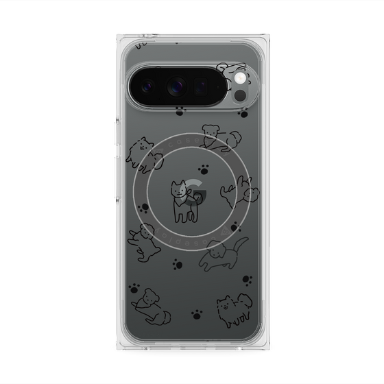 プレミアムスクエアケース with Pixelsnap［ オリジナル - CASEPLAYイヌ総柄 - black ］