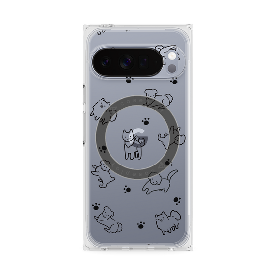 プレミアムスクエアケース with Pixelsnap［ オリジナル - CASEPLAYイヌ総柄 - black ］