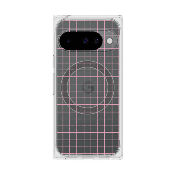 プレミアムスクエアケース with Pixelsnap［ オリジナル - 推し色チェック - ピンク ］
