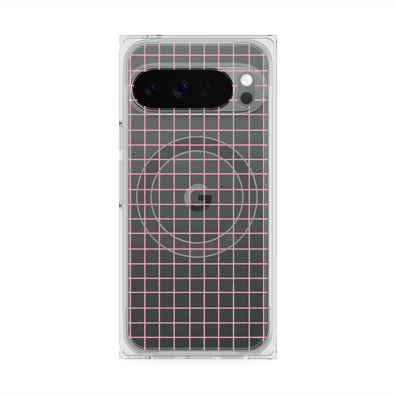 プレミアムスクエアケース with Pixelsnap［ オリジナル - 推し色チェック - ピンク ］