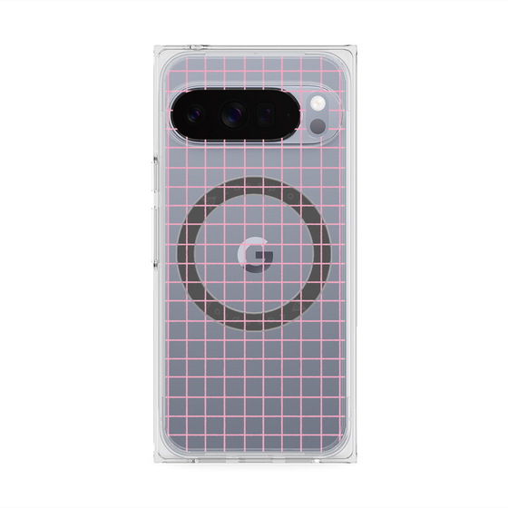 プレミアムスクエアケース with Pixelsnap［ オリジナル - 推し色チェック - ピンク ］